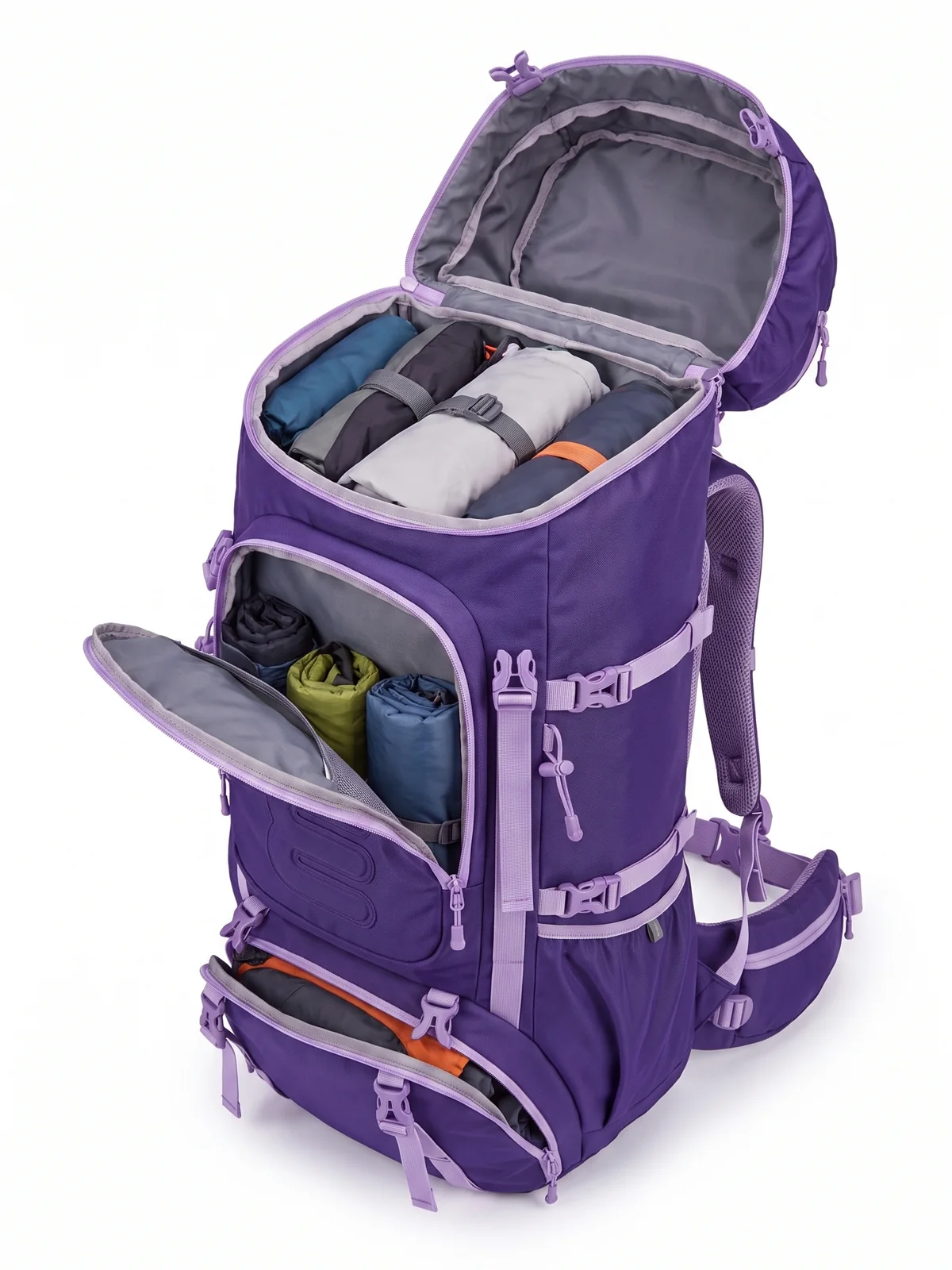 Ridgeline 55 with the front U-zip open